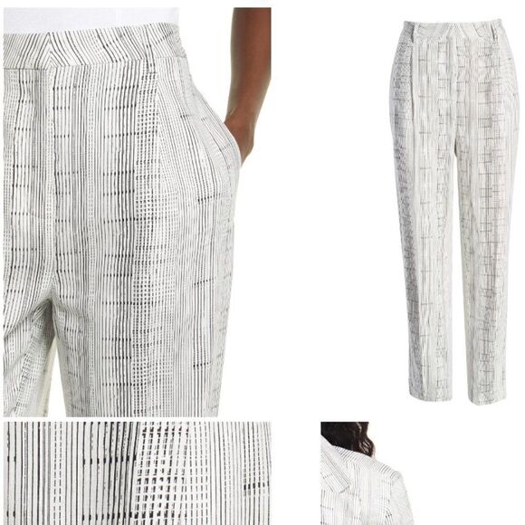 OPEN EDIT Relaxed Fit Linen Blend Pants Size Small Striped Tailored Trousers - Picture 16 of 16